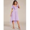 image:imageEverPretty Womens Summer Chiffon Formal Wedding Guest Dresses Pleated VNeck Short Sleeves Cocktail Dress 01923Frosted Lilac