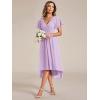 image:imageEverPretty Womens Summer Chiffon Formal Wedding Guest Dresses Pleated VNeck Short Sleeves Cocktail Dress 01923Frosted Lilac