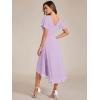 image:imageEverPretty Womens Summer Chiffon Formal Wedding Guest Dresses Pleated VNeck Short Sleeves Cocktail Dress 01923Frosted Lilac