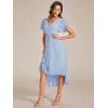 image:imageEverPretty Womens Summer Chiffon Formal Wedding Guest Dresses Pleated VNeck Short Sleeves Cocktail Dress 01923Ice Blue