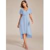 image:imageEverPretty Womens Summer Chiffon Formal Wedding Guest Dresses Pleated VNeck Short Sleeves Cocktail Dress 01923Ice Blue
