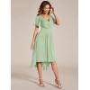 image:imageEverPretty Womens Summer Chiffon Formal Wedding Guest Dresses Pleated VNeck Short Sleeves Cocktail Dress 01923Mint Green