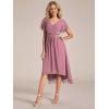 image:imageEverPretty Womens Summer Chiffon Formal Wedding Guest Dresses Pleated VNeck Short Sleeves Cocktail Dress 01923Orchid