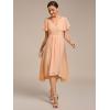 image:imageEverPretty Womens Summer Chiffon Formal Wedding Guest Dresses Pleated VNeck Short Sleeves Cocktail Dress 01923Peach