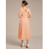 image:imageEverPretty Womens Summer Chiffon Formal Wedding Guest Dresses Pleated VNeck Short Sleeves Cocktail Dress 01923Peach