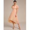image:imageEverPretty Womens Summer Chiffon Formal Wedding Guest Dresses Pleated VNeck Short Sleeves Cocktail Dress 01923Peach