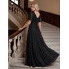 image:imageEverPretty Womens Summer Glitter Formal Dresses Evening Gown V Neck Short Sleeves Floor Length Mother of Bride Dress 50159Black
