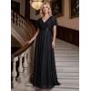 image:imageEverPretty Womens Summer Glitter Formal Dresses Evening Gown V Neck Short Sleeves Floor Length Mother of Bride Dress 50159Black