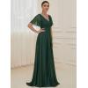 image:imageEverPretty Womens Summer Glitter Formal Dresses Evening Gown V Neck Short Sleeves Floor Length Mother of Bride Dress 50159Dark Green