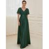 image:imageEverPretty Womens Summer Glitter Formal Dresses Evening Gown V Neck Short Sleeves Floor Length Mother of Bride Dress 50159Dark Green