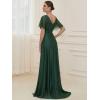 image:imageEverPretty Womens Summer Glitter Formal Dresses Evening Gown V Neck Short Sleeves Floor Length Mother of Bride Dress 50159Dark Green