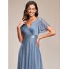 image:imageEverPretty Womens Summer Glitter Formal Dresses Evening Gown V Neck Short Sleeves Floor Length Mother of Bride Dress 50159Dusty Navy