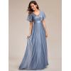image:imageEverPretty Womens Summer Glitter Formal Dresses Evening Gown V Neck Short Sleeves Floor Length Mother of Bride Dress 50159Dusty Navy