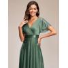 image:imageEverPretty Womens Summer Glitter Formal Dresses Evening Gown V Neck Short Sleeves Floor Length Mother of Bride Dress 50159Eucalyptus Green