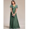 image:imageEverPretty Womens Summer Glitter Formal Dresses Evening Gown V Neck Short Sleeves Floor Length Mother of Bride Dress 50159Eucalyptus Green
