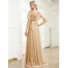 image:imageEverPretty Womens Summer Glitter Formal Dresses Evening Gown V Neck Short Sleeves Floor Length Mother of Bride Dress 50159Gold