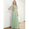 image:imageEverPretty Womens Summer Glitter Formal Dresses Evening Gown V Neck Short Sleeves Floor Length Mother of Bride Dress 50159Mint Green
