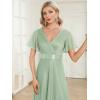 image:imageEverPretty Womens Summer Glitter Formal Dresses Evening Gown V Neck Short Sleeves Floor Length Mother of Bride Dress 50159Mint Green