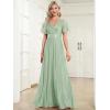 image:imageEverPretty Womens Summer Glitter Formal Dresses Evening Gown V Neck Short Sleeves Floor Length Mother of Bride Dress 50159Mint Green