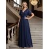image:imageEverPretty Womens Summer Glitter Formal Dresses Evening Gown V Neck Short Sleeves Floor Length Mother of Bride Dress 50159Navy Blue