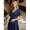 image:imageEverPretty Womens Summer Glitter Formal Dresses Evening Gown V Neck Short Sleeves Floor Length Mother of Bride Dress 50159Navy Blue