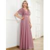 image:imageEverPretty Womens Summer Glitter Formal Dresses Evening Gown V Neck Short Sleeves Floor Length Mother of Bride Dress 50159Orchid