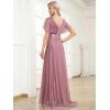 image:imageEverPretty Womens Summer Glitter Formal Dresses Evening Gown V Neck Short Sleeves Floor Length Mother of Bride Dress 50159Orchid