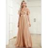 image:imageEverPretty Womens Summer Glitter Formal Dresses Evening Gown V Neck Short Sleeves Floor Length Mother of Bride Dress 50159Rose Gold
