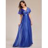 image:imageEverPretty Womens Summer Glitter Formal Dresses Evening Gown V Neck Short Sleeves Floor Length Mother of Bride Dress 50159Sapphire Blue