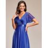 image:imageEverPretty Womens Summer Glitter Formal Dresses Evening Gown V Neck Short Sleeves Floor Length Mother of Bride Dress 50159Sapphire Blue