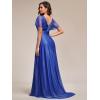 image:imageEverPretty Womens Summer Glitter Formal Dresses Evening Gown V Neck Short Sleeves Floor Length Mother of Bride Dress 50159Sapphire Blue