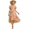 image:imageEverPretty Womens Summer Chiffon Formal Wedding Guest Dresses Pleated VNeck Short Sleeves Cocktail Dress 01923Peach Fuzz