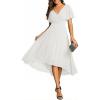 image:imageEverPretty Womens Summer Chiffon Formal Wedding Guest Dresses Pleated VNeck Short Sleeves Cocktail Dress 01923White
