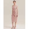 image:imageEverPretty Womens V Neck Midi Wedding Guest Dress Twist Front Short Sleeve Knit Birthday Semi Formal Cocktail Dresses 02684Dusty Rose