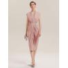 image:imageEverPretty Womens V Neck Midi Wedding Guest Dress Twist Front Short Sleeve Knit Birthday Semi Formal Cocktail Dresses 02684Dusty Rose