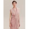 image:imageEverPretty Womens V Neck Midi Wedding Guest Dress Twist Front Short Sleeve Knit Birthday Semi Formal Cocktail Dresses 02684Dusty Rose