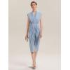 image:imageEverPretty Womens V Neck Midi Wedding Guest Dress Twist Front Short Sleeve Knit Birthday Semi Formal Cocktail Dresses 02684Ice Blue
