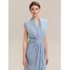 image:imageEverPretty Womens V Neck Midi Wedding Guest Dress Twist Front Short Sleeve Knit Birthday Semi Formal Cocktail Dresses 02684Ice Blue