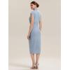 image:imageEverPretty Womens V Neck Midi Wedding Guest Dress Twist Front Short Sleeve Knit Birthday Semi Formal Cocktail Dresses 02684Ice Blue