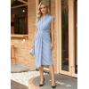 image:imageEverPretty Womens V Neck Midi Wedding Guest Dress Twist Front Short Sleeve Knit Birthday Semi Formal Cocktail Dresses 02684Ice Blue