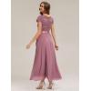 image:imageEverPretty Womens VNeck Short Sleeves Mother of Bride Dresses Chiffon HighLow Asymmetrical Hem Semi Formal Dress 02644Orchid