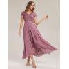 image:imageEverPretty Womens VNeck Short Sleeves Mother of Bride Dresses Chiffon HighLow Asymmetrical Hem Semi Formal Dress 02644Orchid