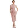 image:imageEverPretty Womens V Neck Midi Wedding Guest Dress Twist Front Short Sleeve Knit Birthday Semi Formal Cocktail Dresses 02684Dusty Rose