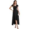 image:imageEverPretty Womens VNeck Short Sleeves Mother of Bride Dresses Chiffon HighLow Asymmetrical Hem Semi Formal Dress 02644Black