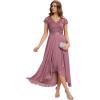 image:imageEverPretty Womens VNeck Short Sleeves Mother of Bride Dresses Chiffon HighLow Asymmetrical Hem Semi Formal Dress 02644Orchid