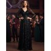 image:imageEver Pretty Womens Elegant Formal Evening Dresses V Neck ALine Floor Length Long Sleeves Sequin Holiday Party DressBlack