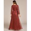 image:imageEver Pretty Womens Elegant Formal Evening Dresses V Neck ALine Floor Length Long Sleeves Sequin Holiday Party DressBurnt Orange