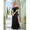 image:imageEverPretty Womens Elegant Off The Shoulder Side Split Flowy Chiffon Maxi Bridesmaid Dress Formal Wedding Guest Dresses 0968Black1