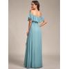 image:imageEverPretty Womens Elegant Off The Shoulder Side Split Flowy Chiffon Maxi Bridesmaid Dress Formal Wedding Guest Dresses 0968Blue 2