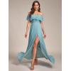 image:imageEverPretty Womens Elegant Off The Shoulder Side Split Flowy Chiffon Maxi Bridesmaid Dress Formal Wedding Guest Dresses 0968Blue 2